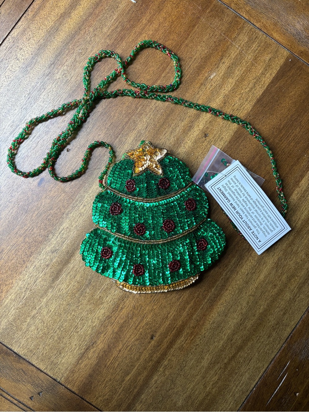 BNWT Vintage The Quacker Factory Sequined & Beaded Christmas Tree Crossbody Bag